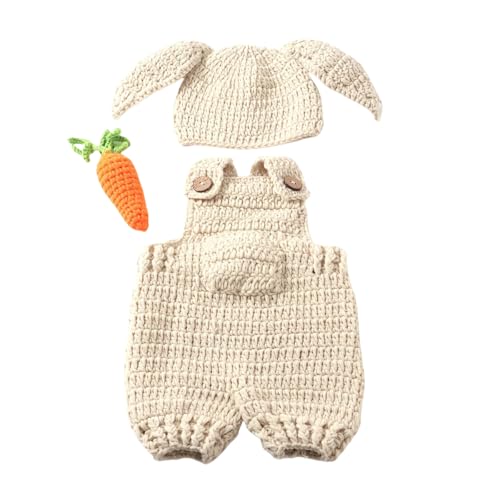 Newborn Baby Bunny Rabbit Crochet Knitted Photography Props Newborn Baby Outfits Diaper Costume - color: White a
