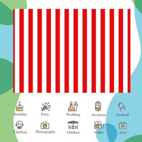 Circus Themed Red and White Striped Photography Backdrop Movie Themed Vertical Streak Textured Background Birthday Party Decor Photo Studio Props Banner Adult Girl Boy Wallpaper KUBDJ1950 - color: Red, size: Customize