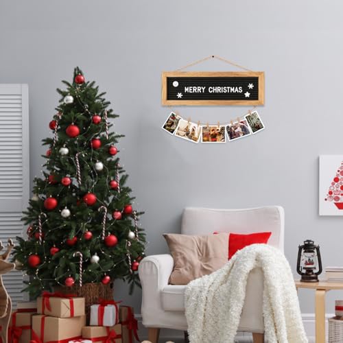 CJIAWYS Picture Frames Collage Wall Decor Picture Frames for Wall, Felt Letter Board with 340 Letters and 15 Clips, Unique DIY Photo Frames, Gifts for Teen Girls Ages 10 11 12 13 Years Old Christmas - color: Oak Frame and Black Felt (1 Hemp Ropes)