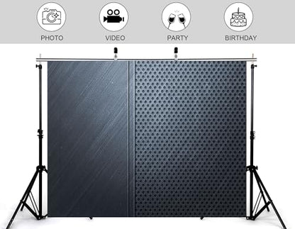 8x5ft Sleek Metal Panel Backdrop with Brushed and Perforated Steel Surfaces Photography Background for Modern and Industrial Party Tapestry Decorations Banner Photo Booth Props - size: 8x5ft