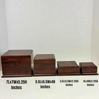 Display Base Pedestal Cherry Finish with 5/16" Center Hole – Square Stand Blank for Trophies, Figurines, 3D Prints, DIY Projects – Available in Multiple Sizes (4"Lx4"Wx2 1/8"H) - size: 4"Lx4"Wx2 1/8"H