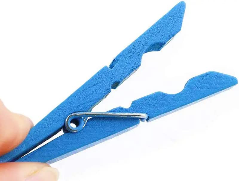 1.9" Wooden Clothespins Hanging Clothes Pins Clip Photo Holder DIY Gift Festive Party Decor with Bright Blue Jute Twine Pack 50 - color: 50pcs (2 Inch) Light Blue + Jute Twine
