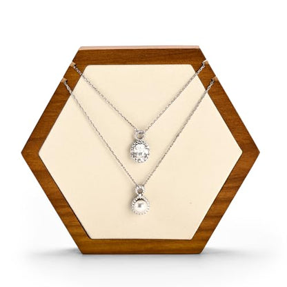Solid Wood Hexagon Necklace Holder Stand Retail Hanging Jewelry Necklace Stand Display for Vendors(Beige) - color: Beige