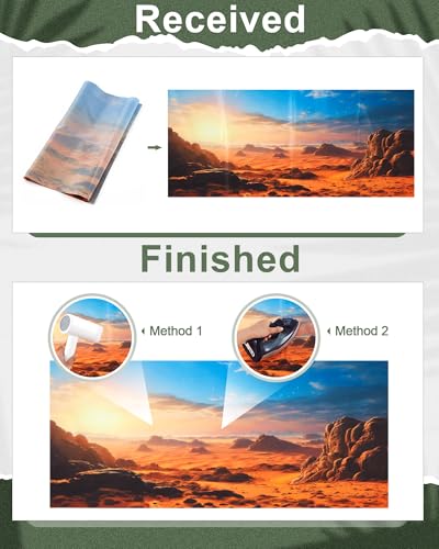 Breling 4 Pcs 48 x 18 Inch Reptile Habitat Background with Nano Glue Gobi Sun Cactus Stone and Green Tree Fern Stream Terrarium Background Polyester Durable Aquarium Accessories - color: Style1, size: 18 x 48 Inch