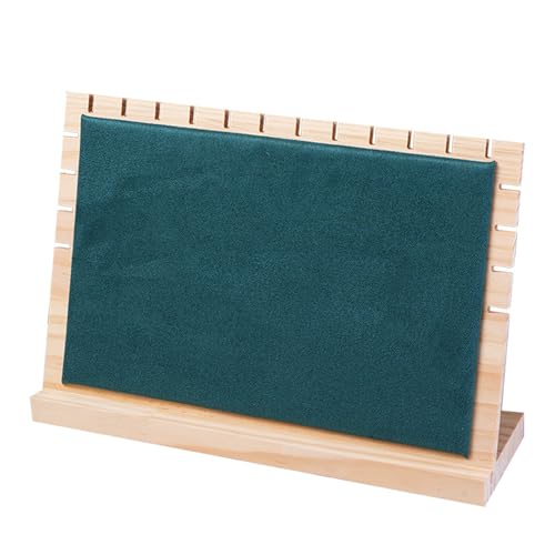 11.7"x7.6" Horizontal Necklace Jewelry Display Stand with Flannelette Soft Mat Wood Necklace Pendant Tabletop Display Storage Holder for Home Selling Shows - color: Green, size: Medium