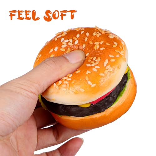 Didiseaon Artificial Pu Hamburger Model 3.14X2.75X2.75In Realistic Fake Burger Decor for Home Kitchen Display Photography Prop Bakery Ornament