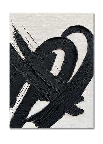 NANKAI Art Hand-Painted Black and White Textured Abstract Oil Painting Modern Minimalist Decorative Art Office Corridor Living Room Wall Decoration Size: 40x28 inches - color: Nkhb359