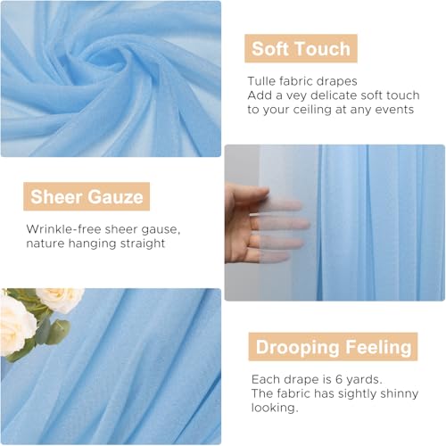 Wokceer Wedding Arch Draping Fabric 28.7" x 20FT Dusty Blue Drapes Sheer Fabric Backdrop Arch Draping Fabric for Wedding Ceremony Birthday Party Bridal Shower Decoration - color: Dusty Blue, size: 1 Panel