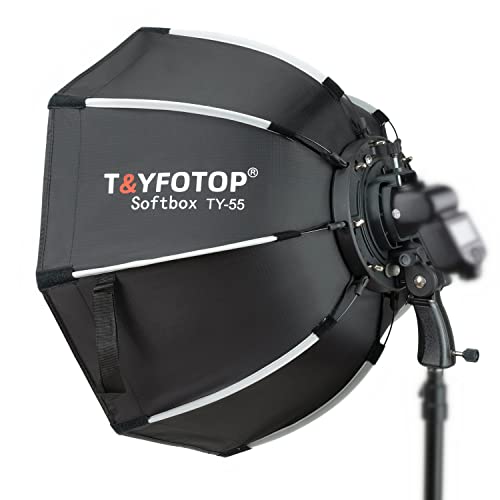 T&YFOTOP 26 inches/65 Centimeters Octagonal Softbox with S-Type Bracket Mount, Carrying Case Compatible with Camera Flash Speedlites TT560 NW561 NW565 NW625 NW635 NW670 750II, etc (65cm softbox) - size: 65CM