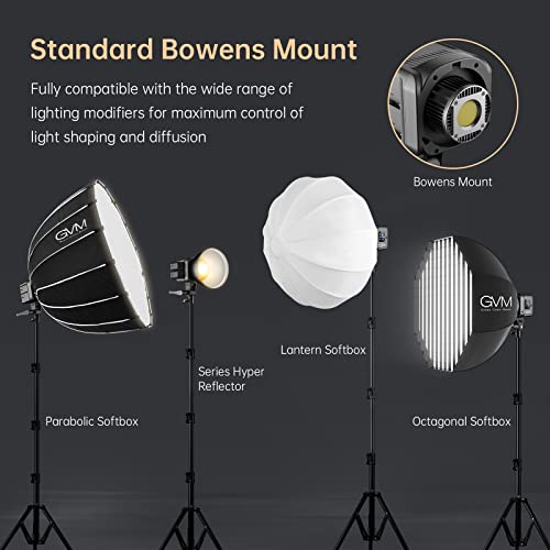 GVM Great Video Maker GVM 80W Bi-Color COB Video Light Kit, 2700K~7500K Continuous Lighting for Photography with Bowens Mount Softbox&Stand, 8 Effects Support AC Adapter & NP Battery - color: studio lights