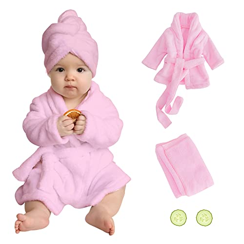 Newborn Photography Prop Bathrobe Baby Photo Props Bathrobe Outfits Infant Bath Robe Bath Towel Sets for Boy Girl Newborn Photography Outfits Spa Salon Baby Photoshoot Props 6-13 Months(Large, Pink) - color: 03 Pink(6-13 Months), size: Large