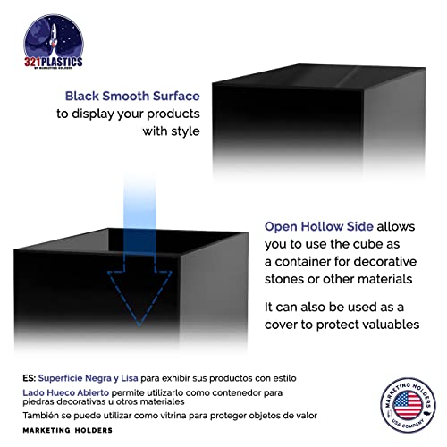 2 Pack Acrylic Display Riser Boxes 3 Piece No Lid Black Retail Product Riser 4", 5", 6" High Multi Level One Open Side Merchandise Storage Box POP Showcase by Marketing Holders - size: Set of 3 Black