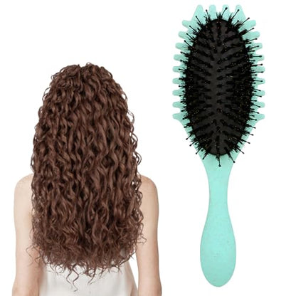 Hair Brush For Fine Hair, Curl Defining Brush For Women Soft Hair Detangler Brush (Green) - color: Light Green