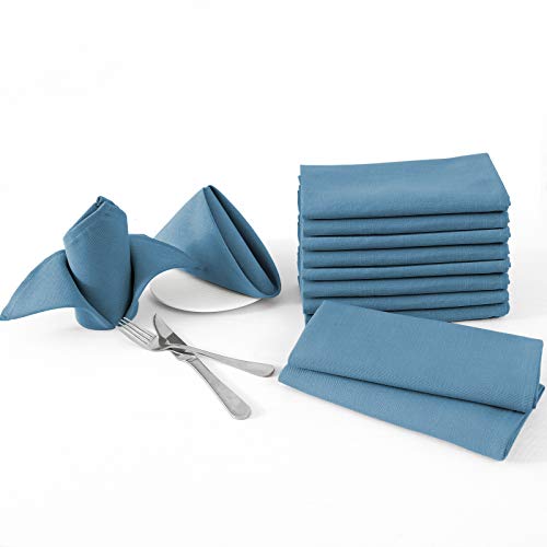 H.VERSAILTEX Cloth Napkins Set of 12 (18" X 18") Linen Textured Dinner Napkins Waterproof Extra Soft Thick Durable Reusable Napkins with Hemmed Edges for Dinners, Weddings and Everyday Use, Ink Blue - color: Ink Blue, size: 18" x 18" (Square)