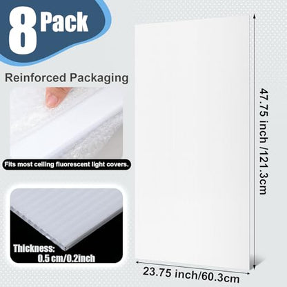 Pushglossy 23.75" x 47.75" x 0.2" Fluorescent Light Covers Classroom Office Diffuser Panels for 2x4ft Drop Ceiling Light Fixture Polycarbonate Replacement Cover for Hospitals Home(8 Pack,Milky White) - color: Milky White
