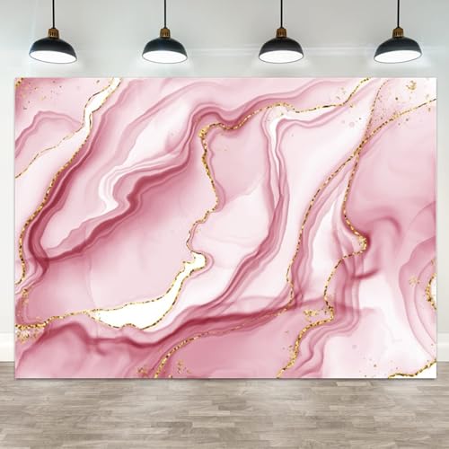 5x3ft Abstract Pink Marble Backdrop Gold Foil Lines Flowing Art Background for Photography Wedding Party Boho Decorations Stylish Photo Prop - color: Color 23, size: 5x3ft