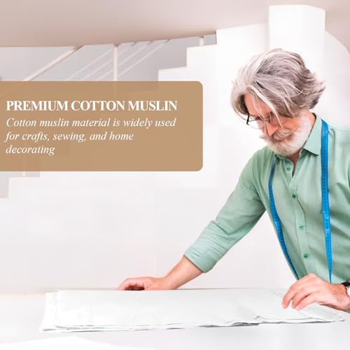 PEASUG 100% Cotton Muslin Fabric,59 inch x 2 Yards Bleached Muslin Fabric by The Yard, Medium Weight Draping Fabrics Suitable for Sewing Embroidery, Garments, Crafts Material-White - color: Bleached, size: 2 Yards