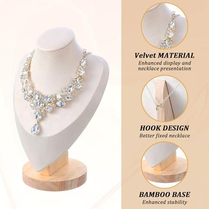 3pcs Necklace Display Stand,Jewelry Bust Display Stands,Jewelry Necklace Display for Vendors,Jewelry Photography Props,Home Trade Organizer(9.64" D x 4.13" W x 6.49" H)