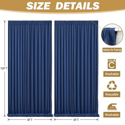 8ftx10ft Wrinkle Free Navy Blue Backdrop Curtain - 10 Feet Photography Backdrop Drapes, Silky Polyester Back Drop Cloth for Wedding Baby Shower Balloon Arch Background - color: Navy Blue, size: 8FTx10FT (W4'xH10', 2 Panels)