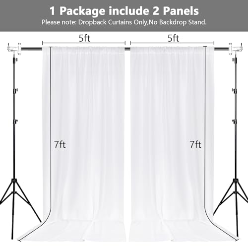 MEETSKY White Backdrop Curtain for Parties Wedding Decor- White Wedding Photography Rod Pocket Backdrop Drapes Panels Polyester Fabric Curtain for Birthday Holiday Party, 5ft x 7ft, 2 Panels - color: White, size: 60"W x 84"L (Pack of 2)