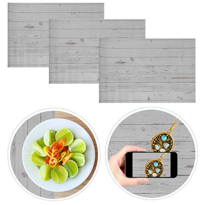Ipetboom 3pcs Double-Sided Wood Grain and Marble Tabletop Photography Background Paper Waterproof for Food Jewelry Cosmetic Photo Shoot Studio Props