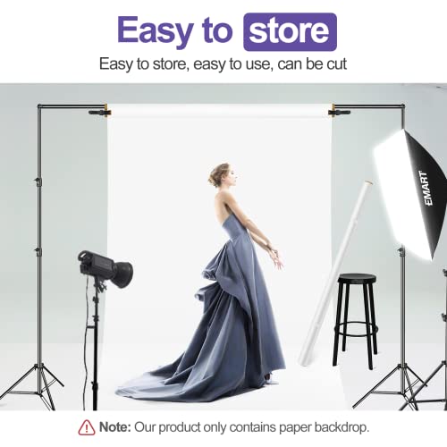 Emart White Paper Backdrops for Photoshoot, Photography Matte Seamless Roll Background 53" x 16" Long for Food, Product, Portrait Photo Shoot - color: Arctic White
