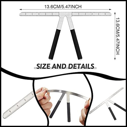 Weewooday 6 Pieces Tattoo Eyebrows Rulers 3 Point Positioning Ruler Mini Caliper Double Scale Vernier Calipers Eyebrow Caliper Microblading Ruler Measuring Tool with Eyebrow Shaver(Black) - color: black, silver