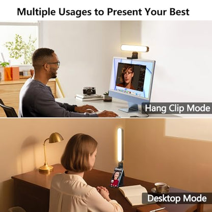 yAyusi Video Conference Light, LED Streaming Lighting for Laptop Computer Monitor, Desk Selfie Ring Light with Remote and Touch Control, PC Podcast Camera Webcam Light for Video Calls/Zoom Meetings