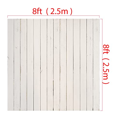 Kate 8x8ft White Wood Shiplap Photography Backdrop Vintage White Wood Photo Background Photo Studio Props - size: 8x8ft