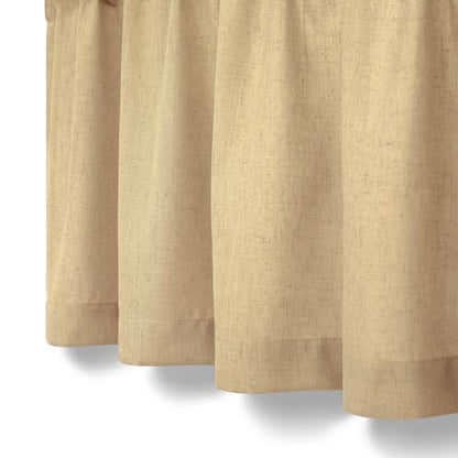 Pitalk Burlap Color Linen Window Valance for Kitchen 3 Inch Rod Pocket Semi Sheer Primitive Rustic Farmhouse Valance Curtain Topper for Bedroom Living Room Dining Bathroom 18 Inch Length Tan Brown - color: Tan Brown