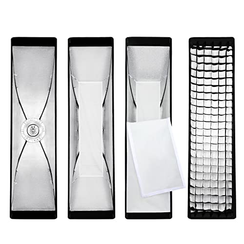 Godox 13 x 63 inch Strip Beehive Honeycomd Grid Softbox with Bowens Mount Speedring Compatible for Godox Studio Flash and Other Strobe Lighting&Carry Bag(2PCS) (35 x 160cm)