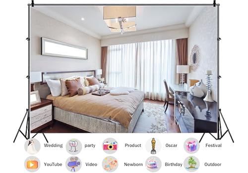 Luxury Beige Bedroom Backdrop Elegant Master Suite Warm Neutral Tones Photograph for Home Decor Housewarming Bridal Shower Party Decorations Tapestry Wall Hanging Photo Props 4X4ft Fabric - size: 4X4ft