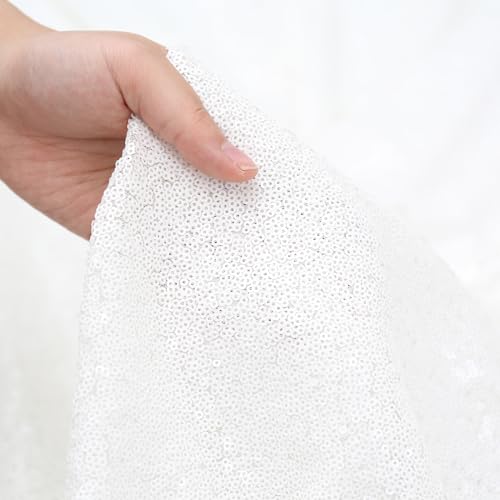 PartyDelight White Sequin Backdrop Curtains 2x8ft 2 Panels - High Density 3mm Shimmer Sequin Background Sparkly Photography Drapes for Baptism, Dreamy Wedding, Party & Event Decor - color: White, size: 24"W x 96"L (Pack of 2)