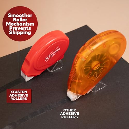 XFasten Glue Tape Roller for Scrapbooking 4-Pack Acid-Free Red Double Sided Tape Roller for Crafts, Photos, Bullet and Junk Journaling Supplies - Scrapbook Adhesive Runner (0.3 in x 30 ft) - color: Red