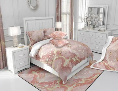 Manfei Marble Texture Fitted Sheet Pink Marble Pattern Golden Sequins Print Bedding 2pcs Microfiber Bed Sheet Set (1 Fitted Sheet + 1 Pillow Case) Twin Size - color: Multi 17, size: Twin (39*75*16")
