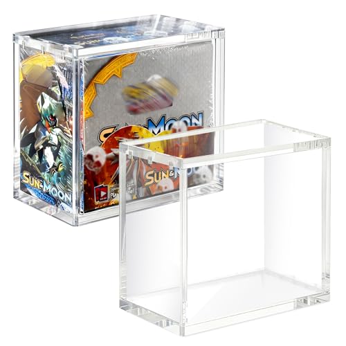 PKMN Booster Box Acrylic Case,8mm(0.31in) Ultra Thick Stackable Acrylic Display Case,Booster Pack Protector with 6x3mm Strong Magnets,Compatible with PKMN Boosters Boxes,Boxes for Display - size: PKMN Booster Box Case