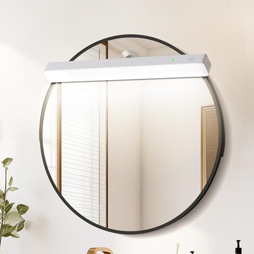 Benature Rechargeable LED Vanity Mirror Light - Dimmable 6500K Makeup Light with Timer, 360° Adjustable Angle, Wireless Cordless Suction Stick-On Installation for Bathroom, Portable Vanity Lighting - size: 1 Pack