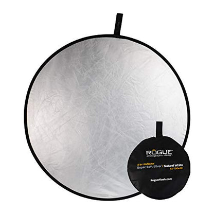Rogue 2-in-1 Collapsible Reflector - Super Soft Silver / Natural White 43” - size: 43 inch
