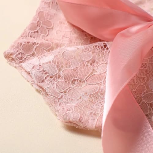 Newborn Photography Outfits Girl Newborn Photography Props Lace Romper with Headband Infant Photo Shoot Outfits Girls Photo Props Baby Girl Photoshoot - color: Bow Pink