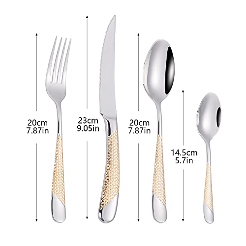 16 Piece Silverware Set,Stainless Steel Flatware Set Spoon and Fork Set for 4,Kitchen Utensil Cutlery Set Mirror Finish Dishwasher Safe Gift Package (silver) - color: Silver
