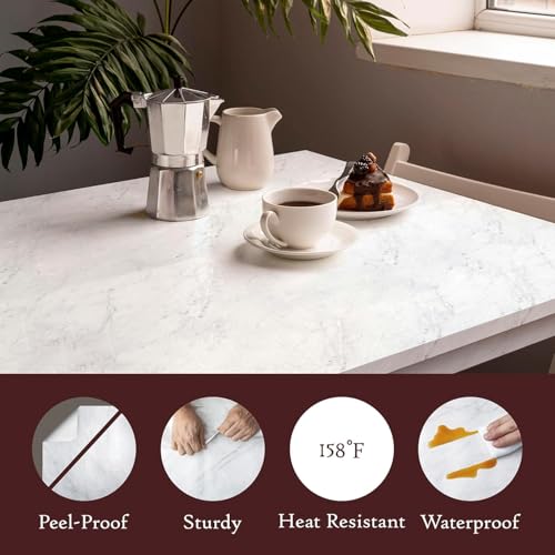 Very Berry Sticker Marble Contact Paper (White, 24" x 118", 1 Pack) Premium Peel and Stick Wallpaper for Countertop, Bathroom Vanities & Cabinets, Renter Friendly, Waterproof Vinyl - color: White, size: 24" x 118"