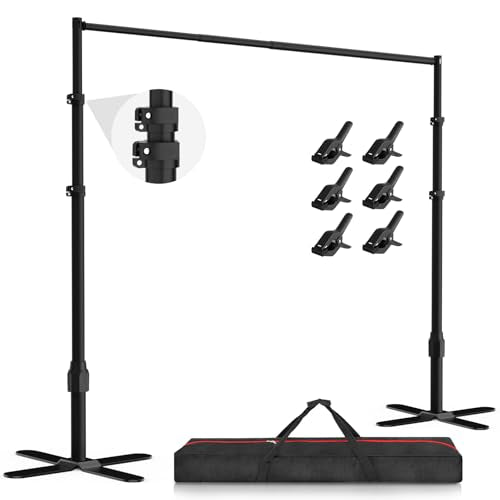 EMART Backdrop Stand Heavy Duty 10x10Ft, Pipe and Drape Photo Background Photography Kit, Adjustable Metal Frame with X-Shaped Base for Wedding Birthday Party Decoration-Black - color: Black