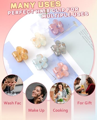 Claw Hair Clips Jaw Clamps - 12PCS Small Hair Claw Jaw Clamp for Thin Hair Styling Accessories Classic Hair Clamp for Women Girls (Sequins(Flower)) - color: Sequins(Flower)