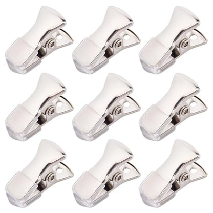 CRASPIRE 35Pcs Platinum Mini Metal Alligator Clips Small Sweater Clamps Spring Clip Non-Slip Flat Mouth with Rubber Cover for Crafts Paper Jewelry ID Badge Holders Lanyards Clothing Glasses Accessory - color: 35pcs Platinum