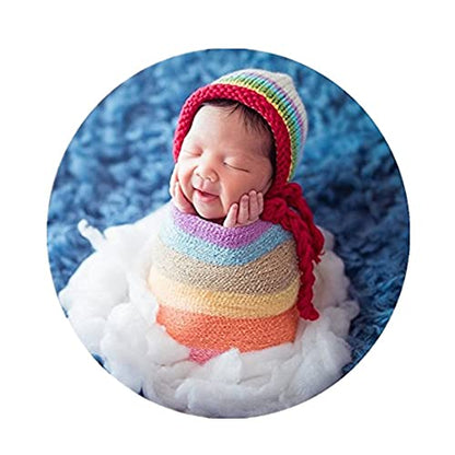 Coberllus Newborn Baby Photo Props Wrap Cloth Blanket Swaddle for Boys Girls Photography Shoot (Rainbow) - color: Rainbow
