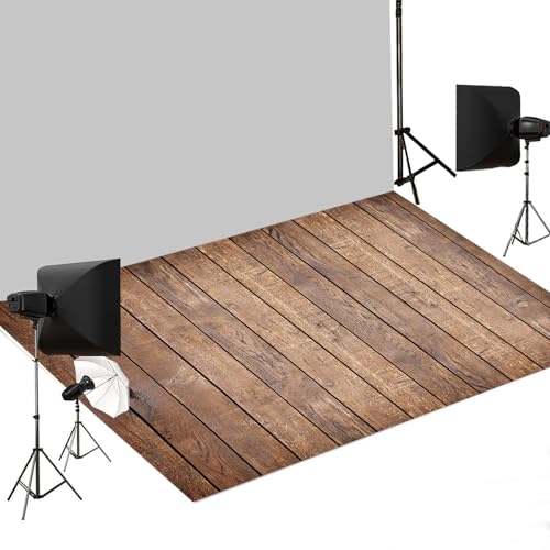 Kate Photography Floor Mats Brown Wood Flooring Mat Newborn Photography Drops Rubber Floor Mat Backdrop for Professional Photographers Studio 5x4ft - color: Dark Brown Wood, size: 5x4ft