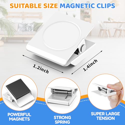 Grtard 12 Pack Magnetic Clips Heavy Duty, White Magnet Clips for Fridge, Refrigerator Magnets, Strong Magnetic Clip,Scratch Free Magnets with Clip for Refrigerator, Whiteboard, Cruise, Locker (White) - color: White, size: 12 Pack