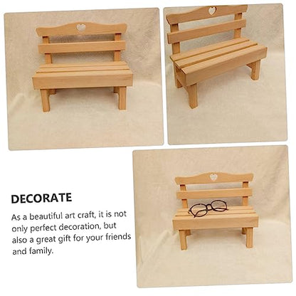 KESYOO 1pc Decorative Mini Pine Bench Figurine Creative Wooden Photography Prop Adorable Miniature Chair for Home Decor for Dollhouse Displays and