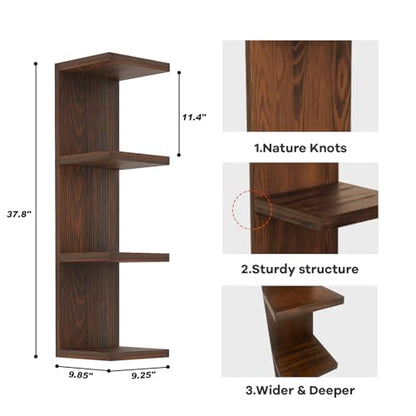 LitaEther Lack Wall Shelf,Display Floating Shelf (Solid Wood, 4 Tier) - color: Solid Wood, size: 4 Tier