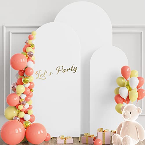 Wokceer Set of 3 Wedding Arch Cover Spandex Fitted Wedding Arch Stand Covers for Round Top Chiara Arch Backdrop Stands Cover for Birthday Party Ceremony Banquet Decoration 4ft,5ft,6ft White - color: White, size: 4FT, 5FT, 6FT